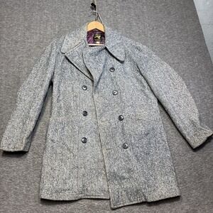 Vintage Alexander's Women's Size 38 Double Breasted Pea‎ Coat Gray 100% Wool 70s